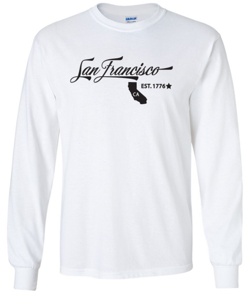 San Francisco California T-Shirt Long Sleeve Graphic Tee Unisex Apparel Custom