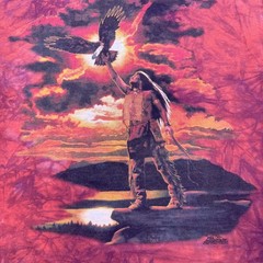 Vintage 1997 Native American Eagle Wolf Creek Indian Village Tie Dye Shirt Large