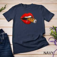 Sexy Women Smoke Cuban Cigar Lit Red Lips Smoking Cigar T-Shirt Unisex T-shirt