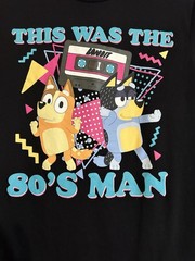 Bluey This Was The 80’s Man Black Graphic T-Shirt Size Small Disney Bingo