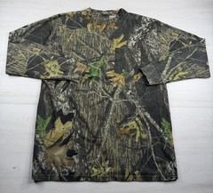 Vtg Jerzees Outdoors Shirt Mossy Oak Breakup Camo Long Sleeve Pocket Y2K Mens XL