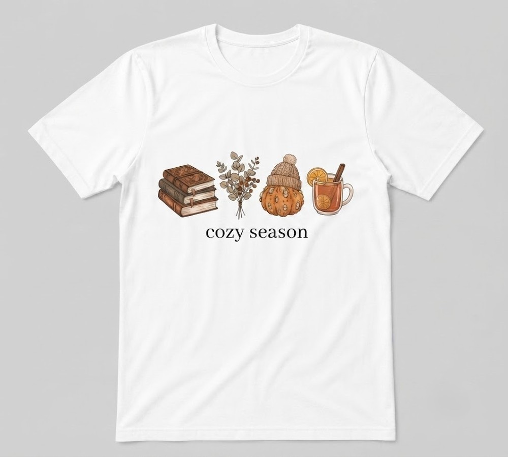 Cozy Season Books Pumpkin Spice And Coffee Unisex White T-shirt