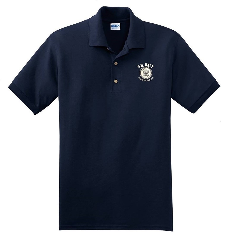 US Navy Golf Shirt Kicking Ass SInce 1775 Submarine Surface t-shirt Blue Polo