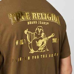 True Religion Metallic Gold Buddha T-Shirt Green Size S