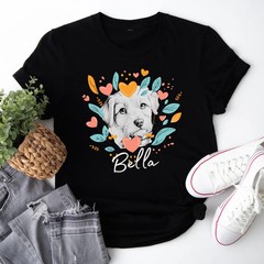 Personalized Pet Portrait Comfort Tee Custom Dog Cat Lover Gift Shirt