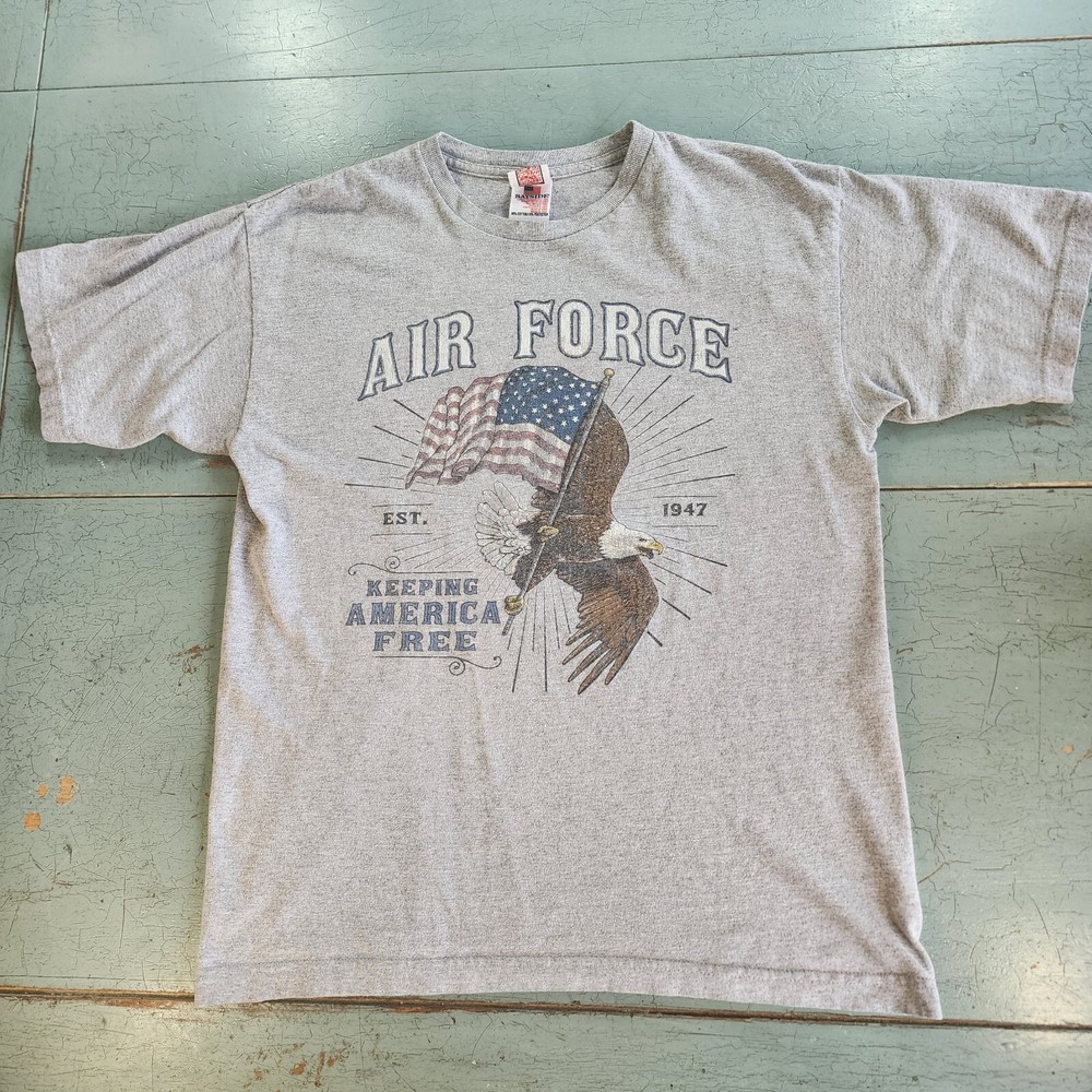 United States Navy U.S. Navy Gray Short Sleeve Tee Bayside Sz Medium Made in USA
