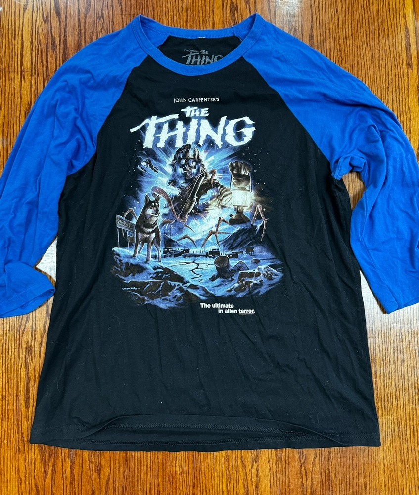 THE THING Fright Rags Horror Tshirt Large Baseball 3/4 SOLD OUT John Carpenter