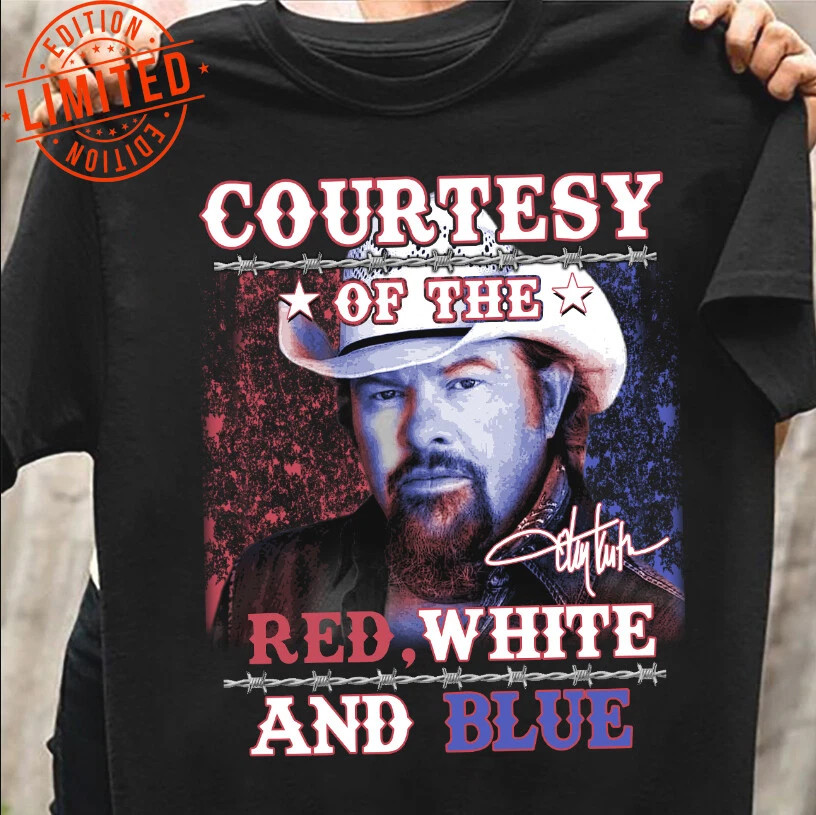 Courtesy Of The Red White And Blue Toby Keith Cotton Black All Size T-Shirt DH48