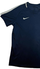 Nike Men’s Navy Blue Dri-FIT Short Sleeve T-Shirt White Swoosh Logo Size L