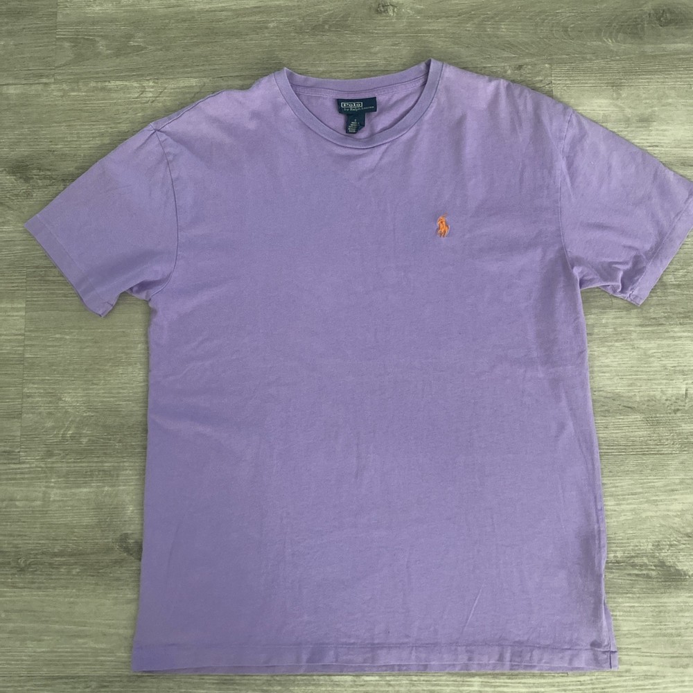 Vintage 90’s Polo Ralph Lauren T Shirt Sz S Single Stitch Lt.Purple /Orange Pony