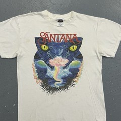 Vintage Santana T Shirt Mens Large 90s Rock Band White Psychedelic Double Sided