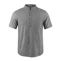 Men Casual Cotton Linen T-Shirt Pure Color T Shirts for Men Streetwear Beach Top