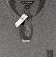 Banana Republic Men’s Large Luxe Touch Performance Tee Long Sleeve Charcoal NWT