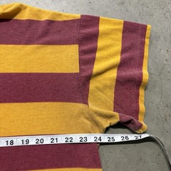 Vintage 80s Two Tone Striped T Shirt XL Burgundy Yellow Preppy Basic Casual USA