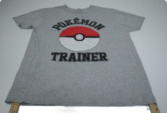WeLoveFine Pokemon Trainer T-Shirt Gray Size L Poke Ball Logo T0434