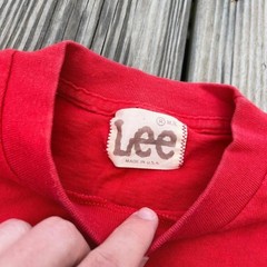 Vintage 80s Single Stitch Lee Jeans Logo Graphic Tee Shirt Mens M