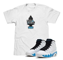 Stay Fresh White Tee Matches Air Jordan 9 Powder Blue Sneakers (FREE SHIPPING)