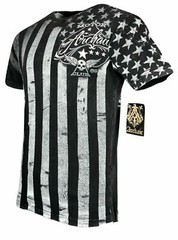 ARCHAIC by AFFLICTION Men’s T-Shirt NATION Skull Wings US Flag Black S-4XL $40