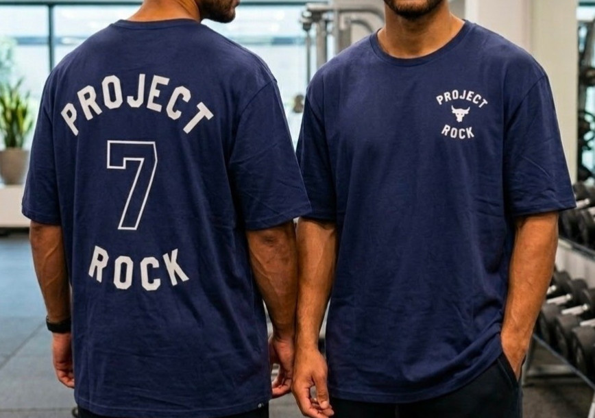 Under Armour Project Rock 7 Men’s T-Shirt Large L Blue Shirt NWT New
