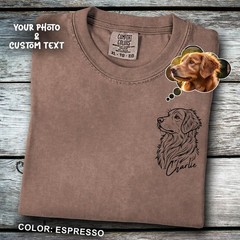Custom Dog Portrait Photo Sketch Comfort Tee Personalized Pet Art Gift Shirt