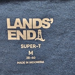 Lands End Mens Super-T Short Sleeve 100% Cotton Crewneck Shirt Blue Medium