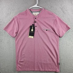 Scott James Henley Shirt Mens XL Raspberry Pink Short Sleeve New NWT