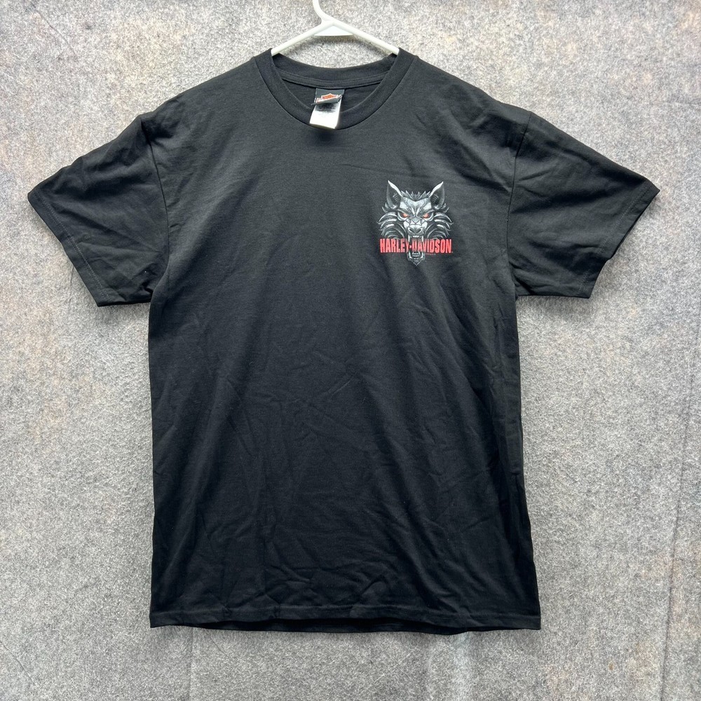 Harley Davidson Shirt Men Large Black Spell Crewneck Wolf Biker 2018 Motorcycle