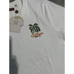 Common People Mens Size L Palms Print Tee Ecru Caribbean Surf Co Graphic Beach