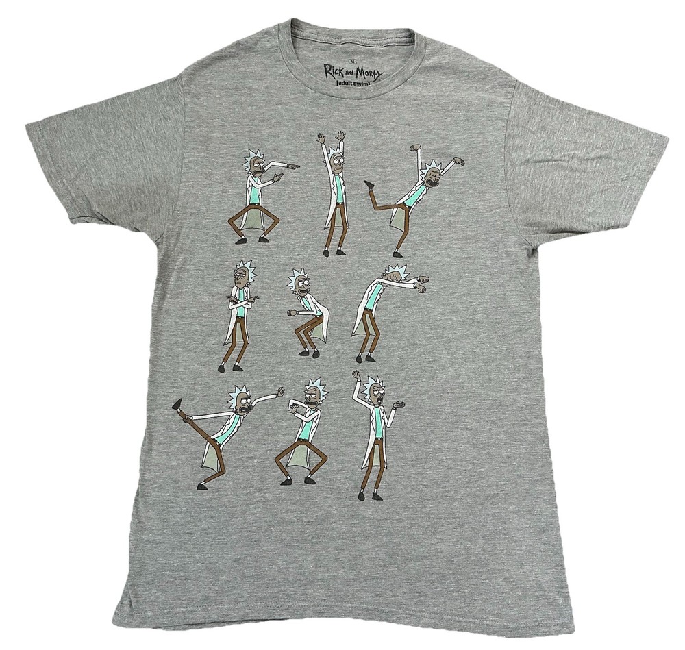 Rick & Morty Adult Swim Medium Gray Graphic T-Shirt Ripple Junction