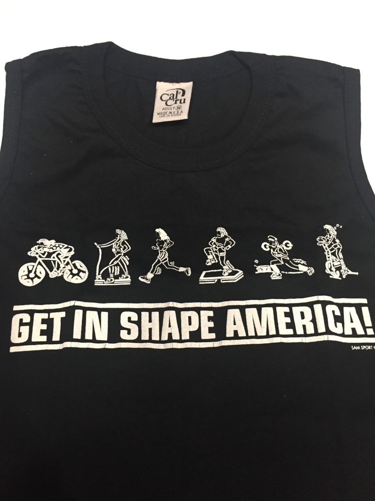 Get In Shape America Cal Cru Sleeveless Shirt Black Adult Medium