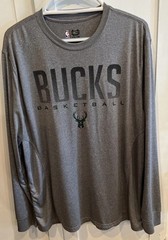 NBA Milwaukee Bucks 100% Polyester Long Sleeve Graphic Shirt Men’s Size XL Gray
