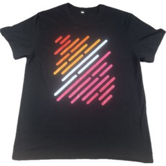 Unbranded Mens Abstract Geometric Graphic T-Shirt L Black Sunset Gradient Stripe