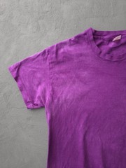 Vintage 1980s Hanes Purple Cotton Crewneck T-shirt Dyed Faded USA Made M