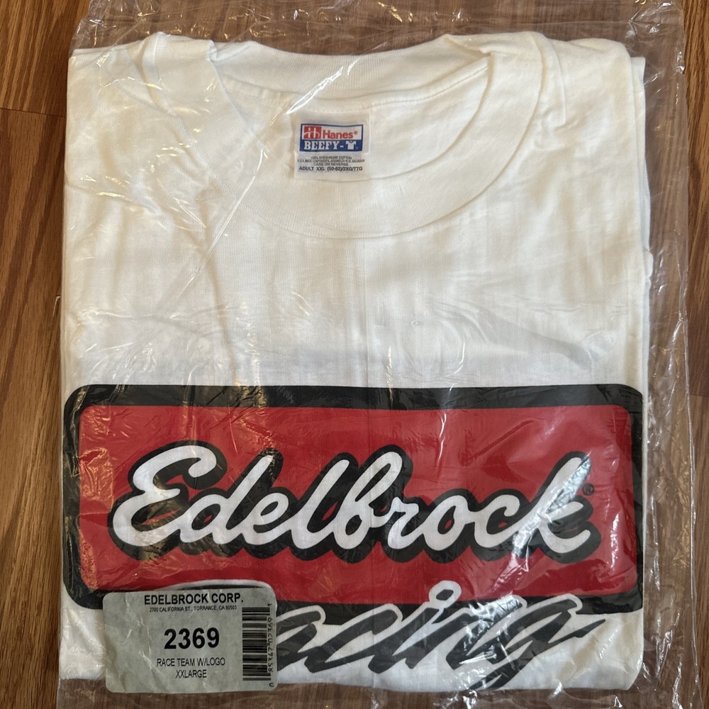 Edelbrock Racing T-Shirt Size 2XL 50-52 White Y2K Tee New & Factory Sealed