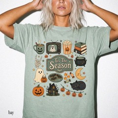 Vintage Halloween Shirt Tis The Season Cute Ghost Retro Fall Unisex Graphic Tee