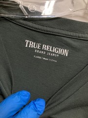 TRUE RELIGION METALLIC FOIL LEAVES LOGO Unisex T Shirt; Sage Green; XL; EXCLNT