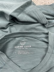 Marine Layer The Air Tee Men Medium Blue Teal Light Weight Crew Neck Pullover