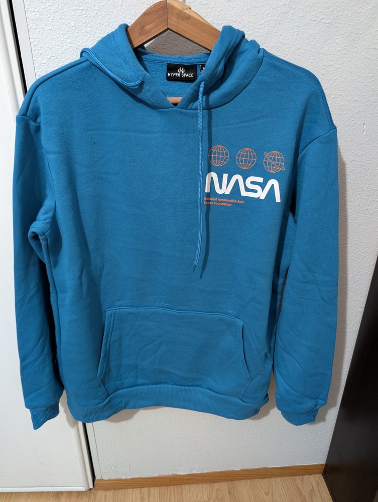 NASA Men’s Hoodie Pullover Athletic Long Sleeves Sweatshirts M Blue NWOT