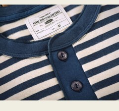 Mens Classic Henry Shirt Sailor Stripe T-Shirt Cotton Deck Sea Undershirt Causal