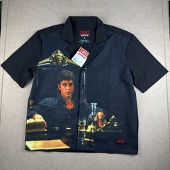 Scarface Tony Montana 1983 Shirt Men S Black Movie Graphic Camp Collar