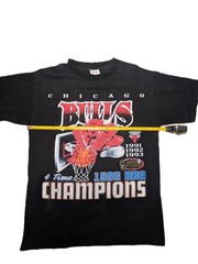 VINTAGE 90s CHICAGO BULLS BENNY THE BULL T SHIRT 4 TIME RAP TEE JORDAN RODMAN MJ