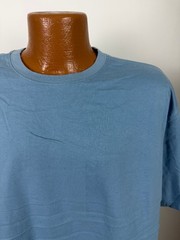 Vintage 90s Blank Shirt XL Oversize Minimal Slate Blue Midweight Cotton Route 66
