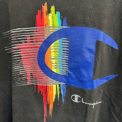 Vintage Champion T Shirt Made In USA Big C Rainbow Graphic Streetwear 90s Skate