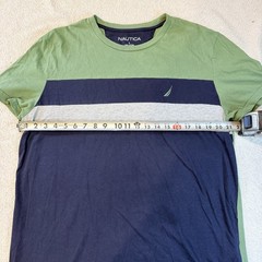 Nautica Men’s Colorblock Crew Neck Short Sleeve T-Shirt L Green Navy Gray Cotton