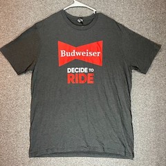 BUDWEISER Shirt Adult Extra Large Black Decide To Ride Pullover Short Sleeve Men