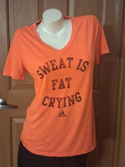 Adidas Ultimate Tee Athletic Orange V-Neck Short Sleeves Graphic Size L