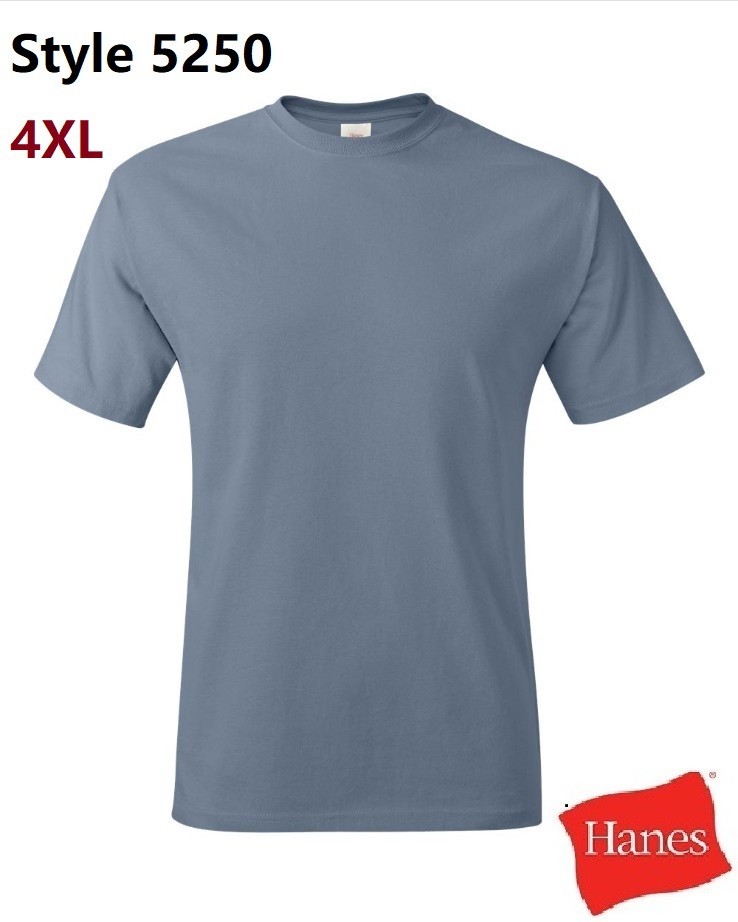 Hanes 5250 4XL Authentic Short Sleeve Men’s Cotton T-Shirt Stonewashed Blue