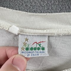 Vintage Diadora Italia FIGC Shirt Mens XL White Distressed Soccer Single Stitch