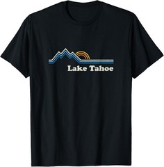 Retro Lake Tahoe California T Shirt Vintage Sunrise Mountain
