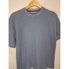 Amongst Others Mens Blue Waffle Knit Short Sleeve Crew Neck Shirt Size M Relaxed